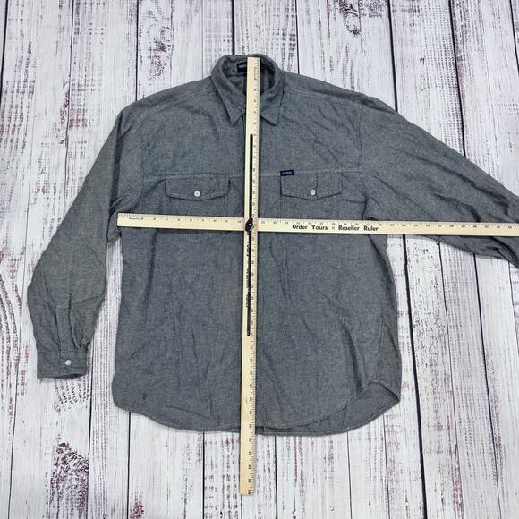 GUESS Jeans American Tradition Vintage Flannel Button Up Shirt L Gray 2 Pocket - Picture 5 of 6